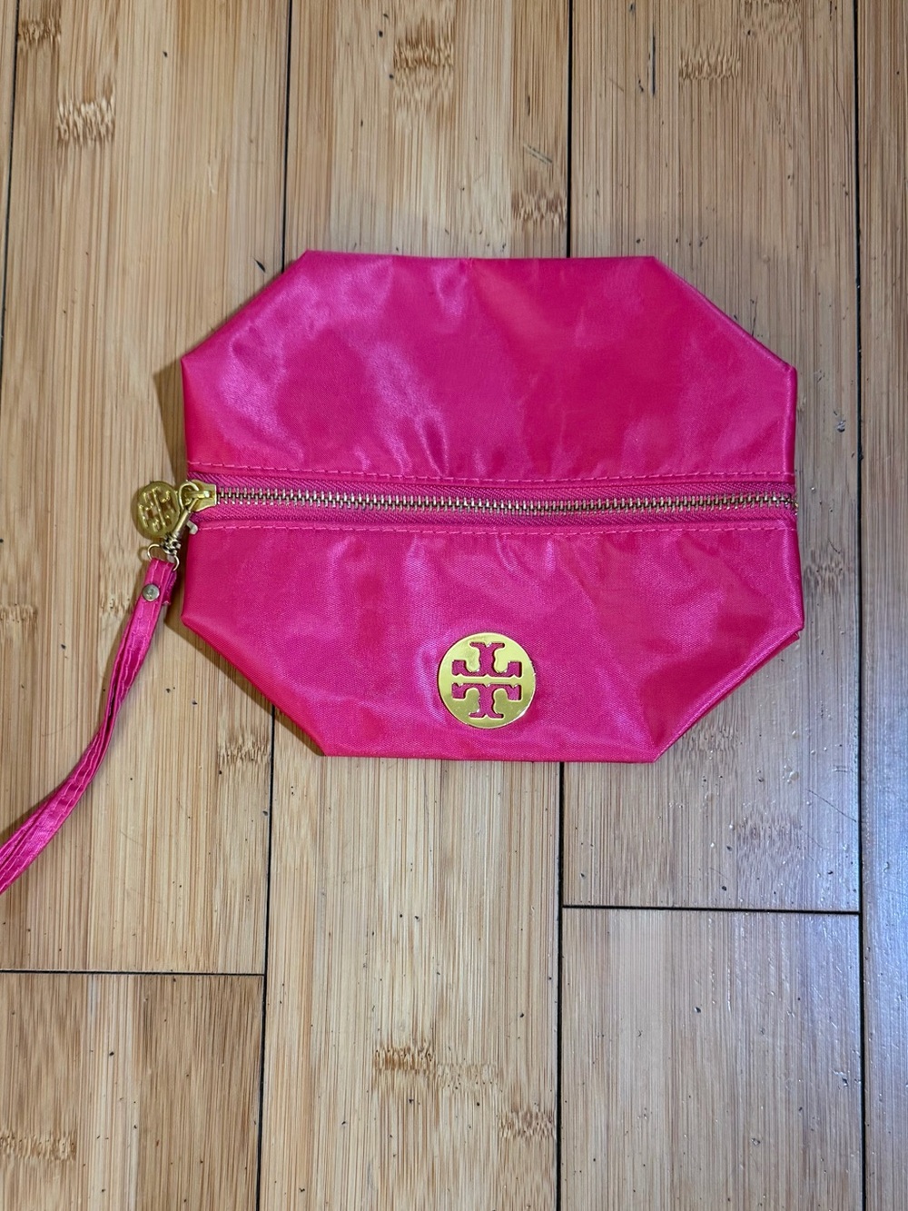 Tory Burch Nylon Cosmetic Toiletry Jewelry Bag Pouch Hot Pink OS - Picture 10 of 11